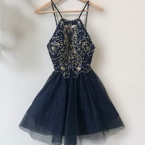 Blondie Nights navy beaded prom/homecoming dress